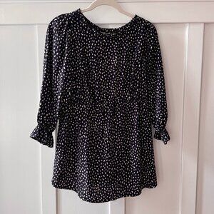 Isabel Navy Dotted Silk Maternity Shirt (size S)